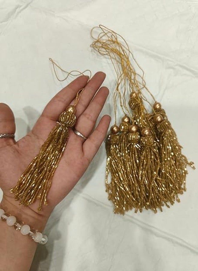 SP Sellplus DIY Craft Accessory Handmade latkan for Saree Pallu Blouse hangings Tassels | Art Craft | Wall Hanging Making | with Loop for Jewelry Making Souvenir (Golden) (RM-Tassel08) - Image 1
